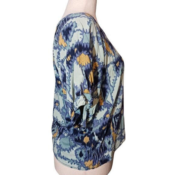 Nic+Zoe Summer Solstice V-Neck Short Sleeve Multicolored Blouse‎ Size L - Picture 7 of 12